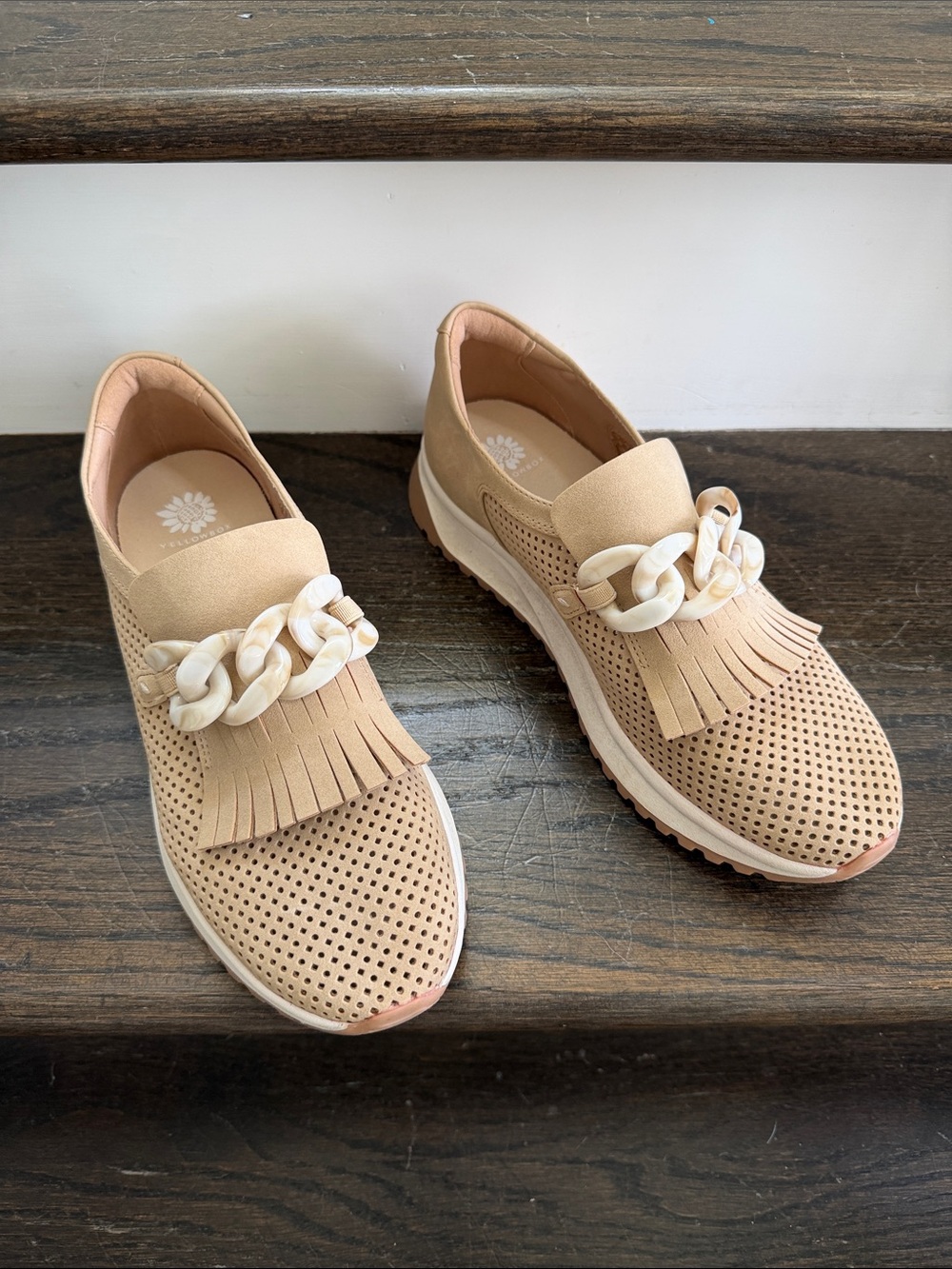 Yellow Box Beige Slip-On Fringe Loafer excellent condition